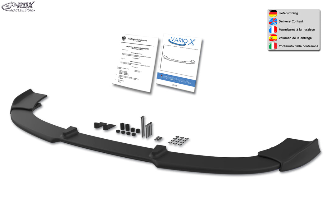 RDX Front Spoiler VARIO-X for BMW 5-series E60 / E61 2007+ (M-Technik Frontbumper) Front Lip Splitter