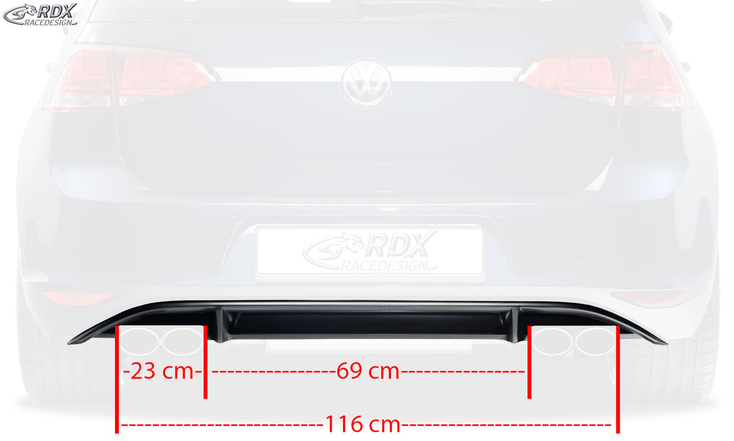 RDX Rear Bumper Extension for VW Golf 7 "R-Look" center part