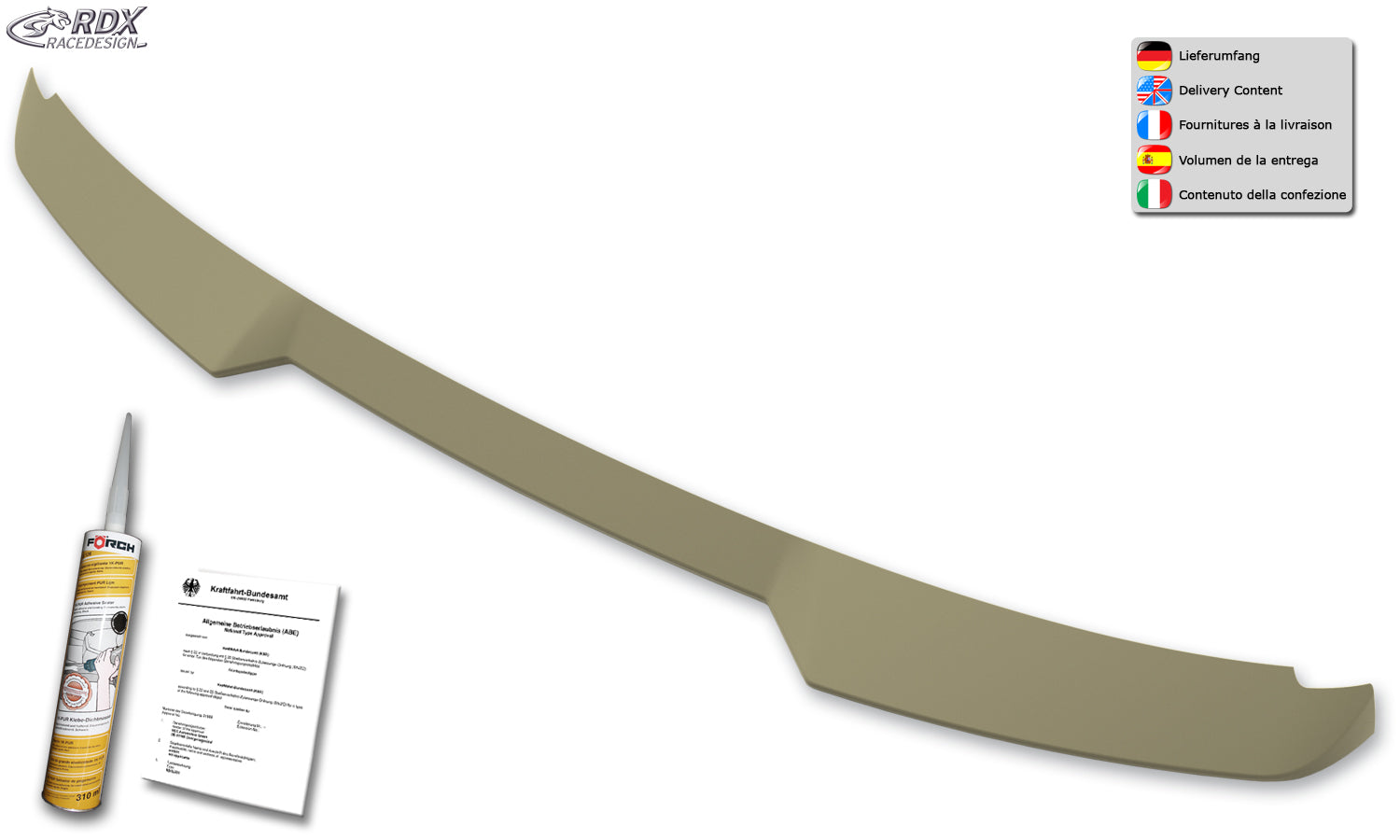 RDX Roof Spoiler for VW Caddy SB 2K 2KN (2020+) & FORD Tourneo Connect SK SKN (2022+) for Single Trunk Rear Wing Trunk Spoiler