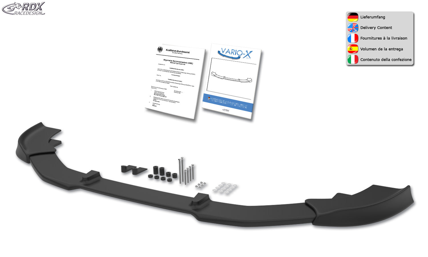 RDX Front Spoiler VARIO-X for VW Golf 6 R Front Lip Splitter