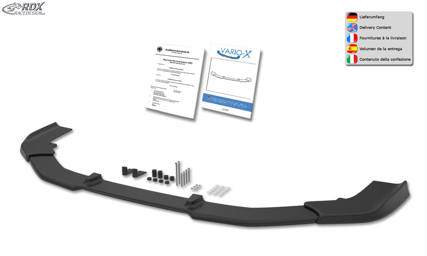 RDX Front Spoiler VARIO-X for AUDI A8 D4/4H S-Line, S8, Sport-Edition (2013+) Front Lip Splitter