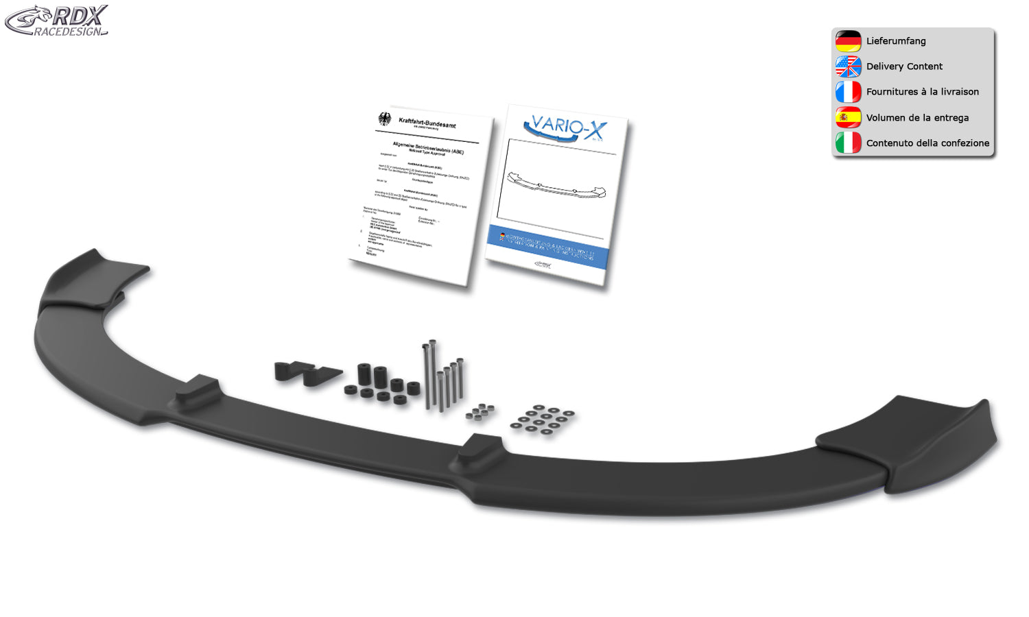 RDX Front Spoiler VARIO-X for AUDI A4 8E B6 (S-Line- / S4-Front) Front Lip Splitter