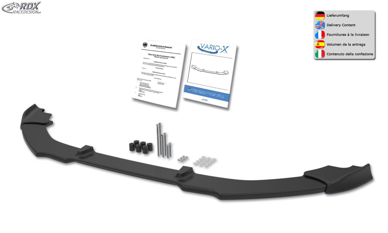 RDX Front Spoiler VARIO-X for AUDI Q5 -2012 & 2012+ (S-Line Frontbumper) Front Lip Splitter