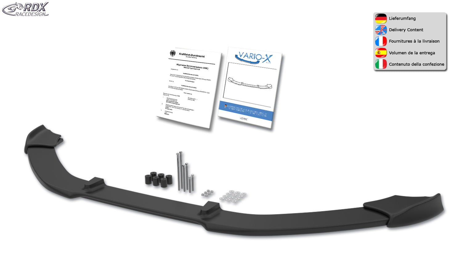 RDX Front Spoiler VARIO-X for AUDI Q7 (4L) -2009 Front Lip Splitter