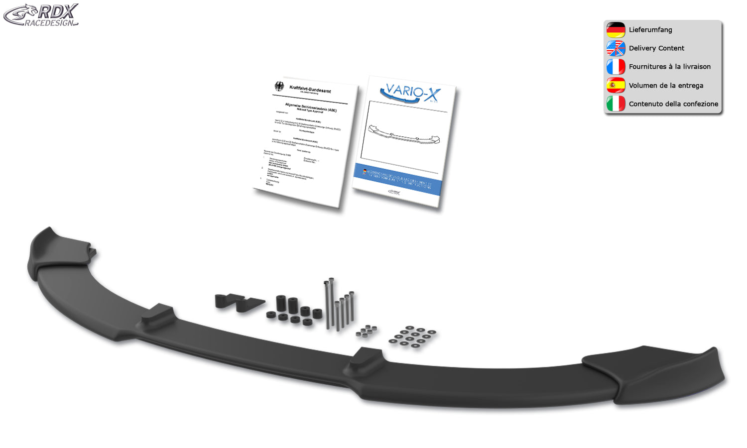 RDX Front Spoiler VARIO-X for BMW 1-series E81 / E87 2007+ Front Lip Splitter