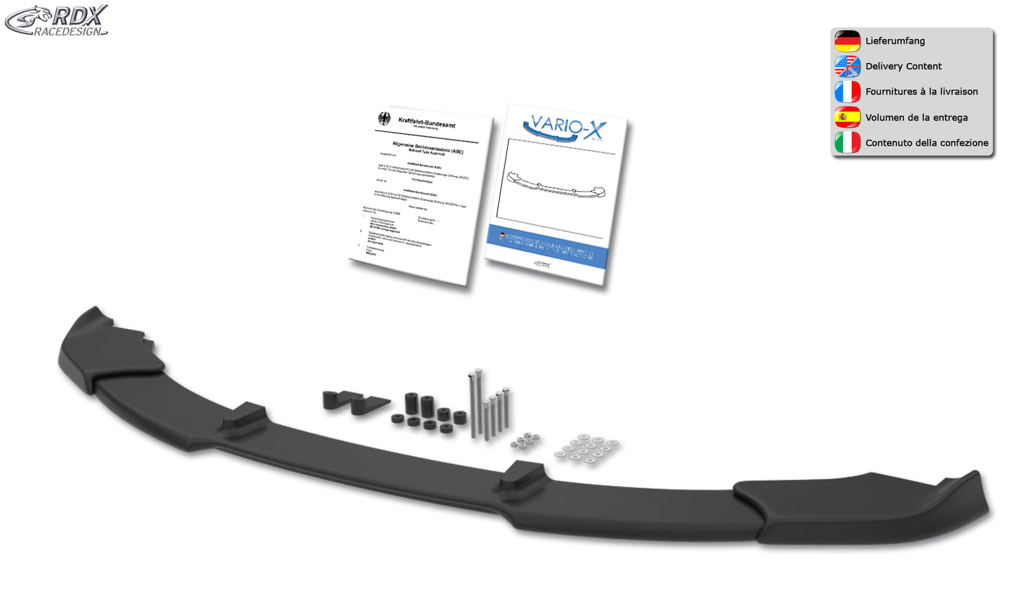 RDX Front Spoiler VARIO-X for BMW 3-series E46 sedan / Touring 2002+ Front Lip Splitter