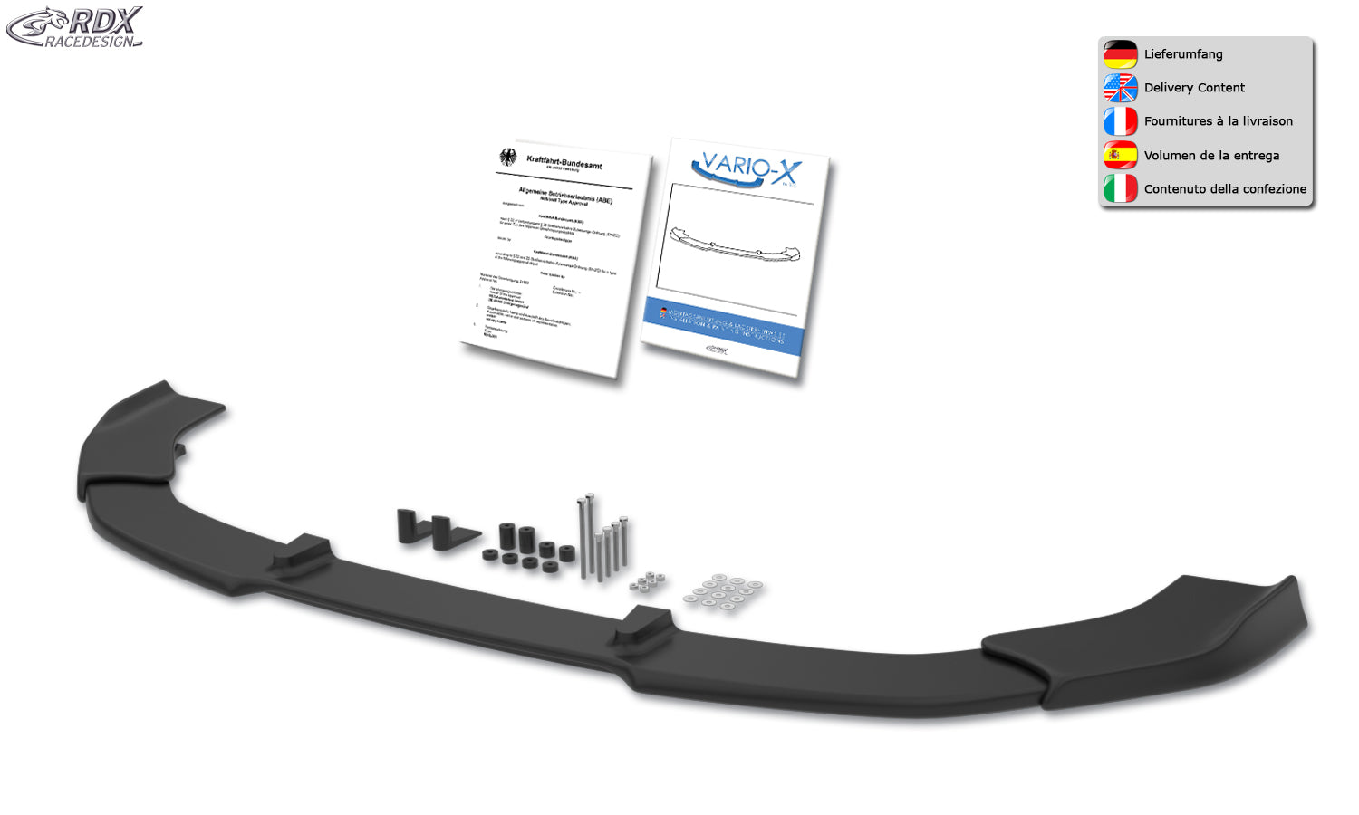 RDX Front Spoiler VARIO-X for VW Caddy (SK, SKN / 2020+) Front Lip Splitter