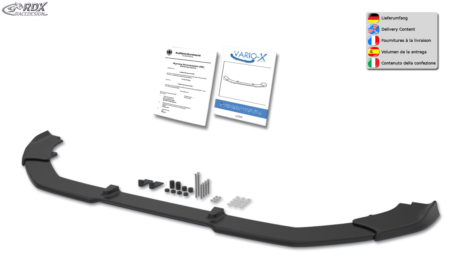 RDX Front Spoiler VARIO-X for VW Transporter / Shuttle / Caravelle (2025-present) Front Lip Splitter