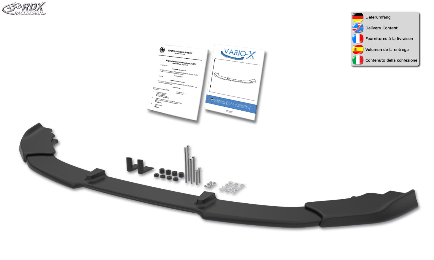 RDX Front Spoiler VARIO-X for BMW X3 (G01) & for BMW X4 (G02) for M-Sport & M-Aerodynamic-Kit Front Lip Splitter