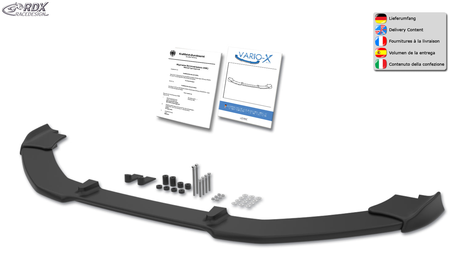 RDX Front Spoiler VARIO-X for VW Polo 6R GTI Front Lip Splitter