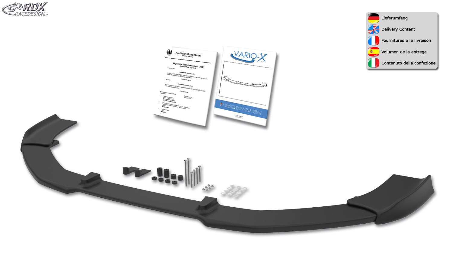 RDX Front Spoiler VARIO-X for VW Passat CC -2012 R-Line Front Lip Splitter