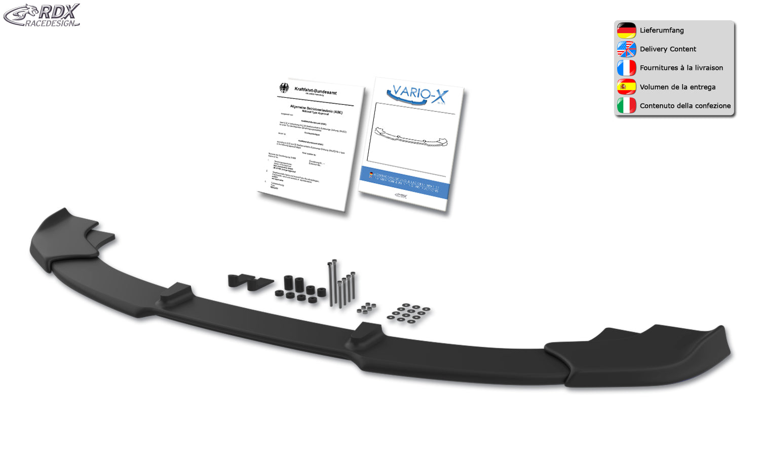 RDX Front Spoiler VARIO-X for BMW 5-series F10 / F11 M-Technic -2013 Front Lip Splitter