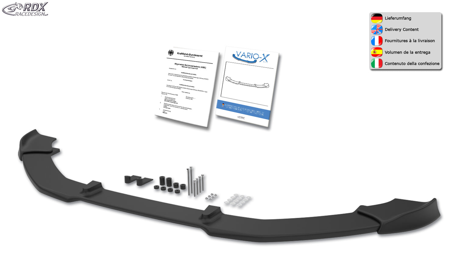 RDX Front Spoiler VARIO-X for VW Passat 3G B8 (-2019) Front Lip Splitter