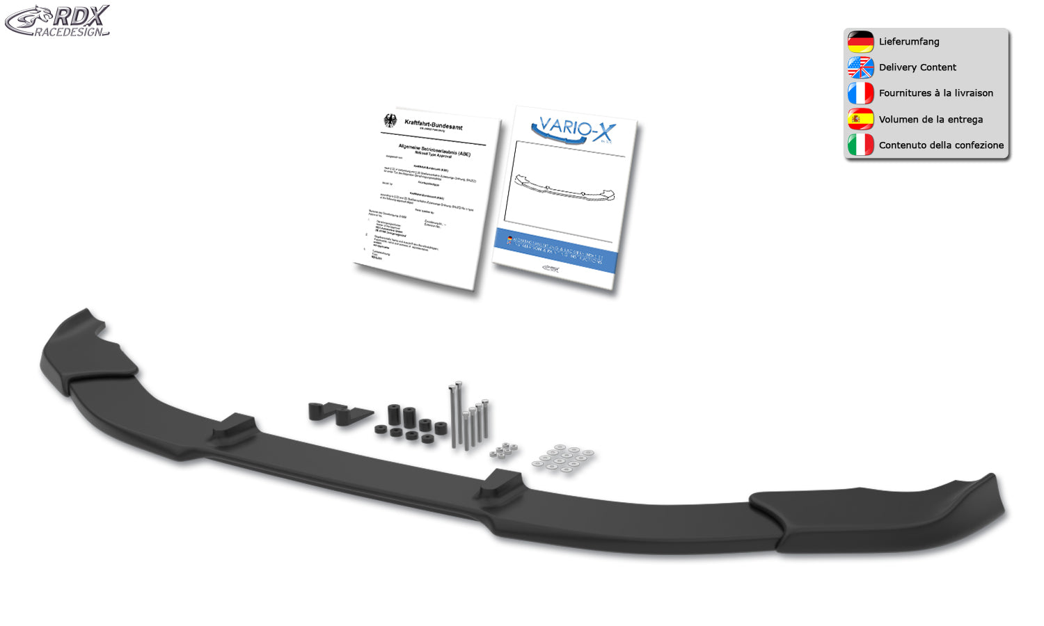 RDX Front Spoiler VARIO-X for BMW 3-series F30 / F31 2015+ Front Lip Splitter