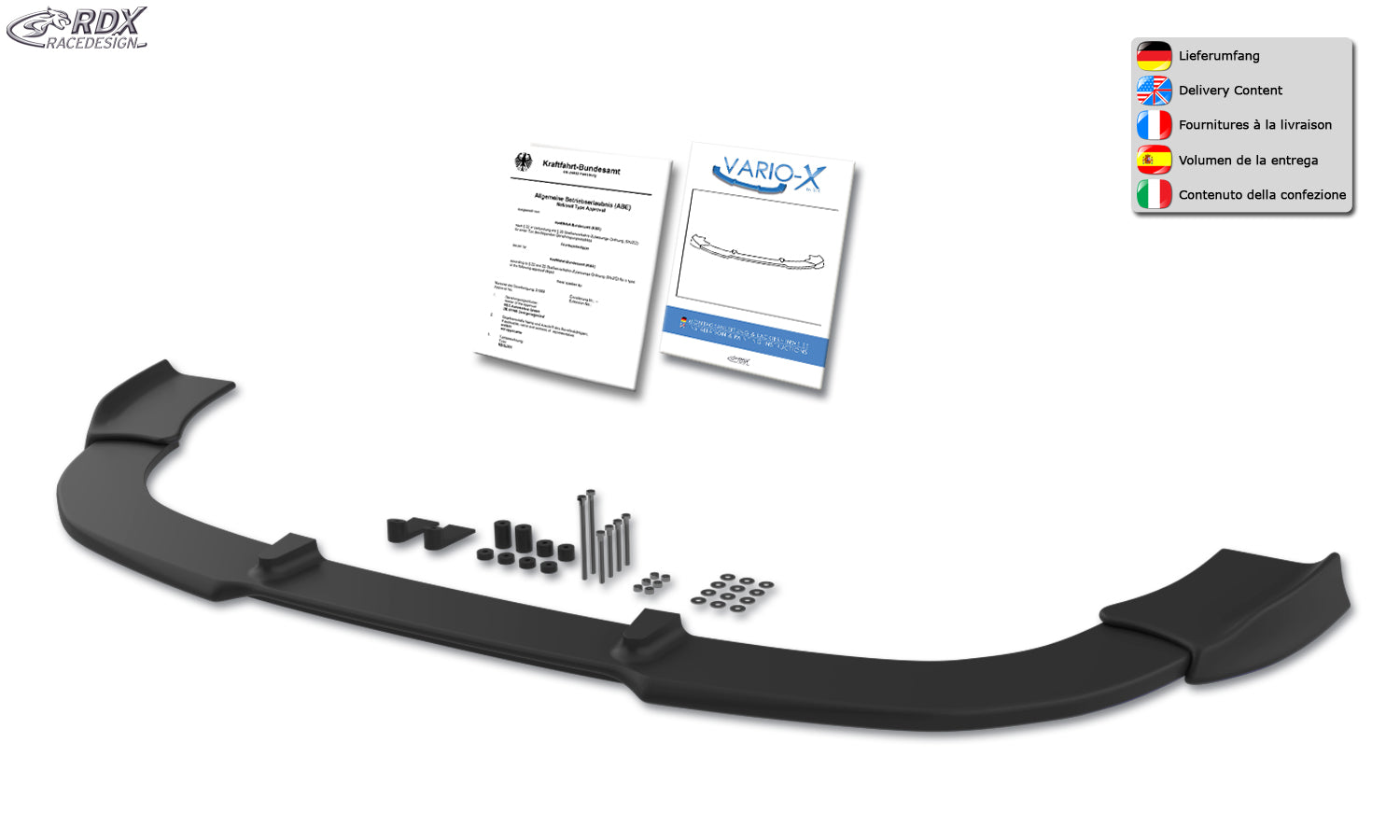 RDX Front Spoiler VARIO-X for VW Passat B6 / 3C R-Line Front Lip Splitter