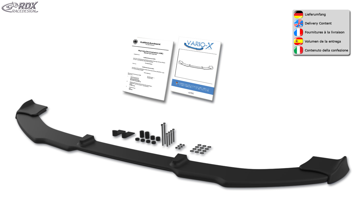 RDX Front Spoiler VARIO-X for BMW 1-series F20 / F21 2015+ (also for Sportline) Front Lip Splitter