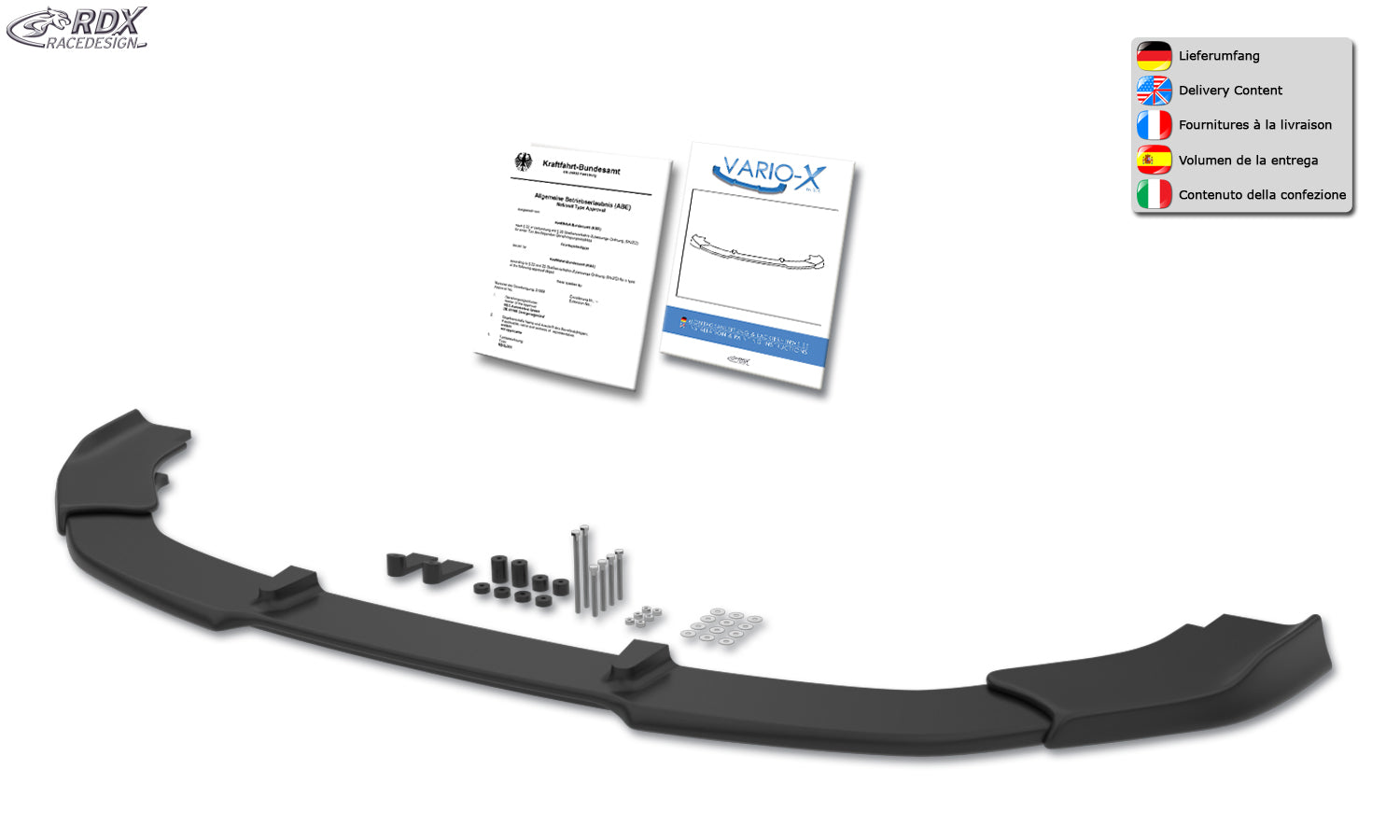 RDX Front Spoiler VARIO-X for VW Golf 7 Facelift 2017+ R-Line & R Front Lip Splitter