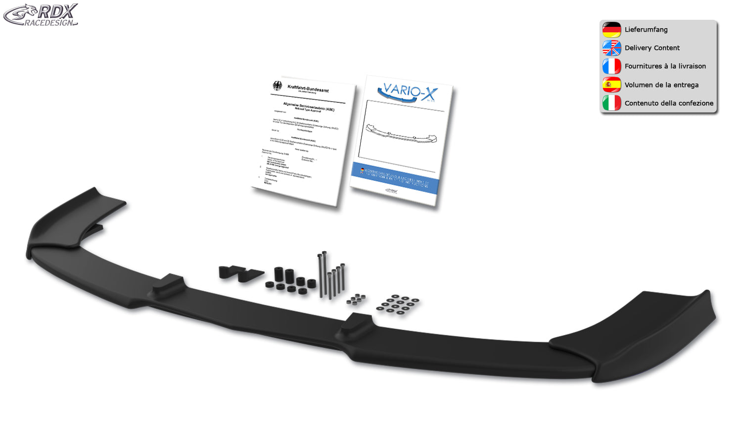 RDX Front Spoiler VARIO-X for MERCEDES SL-Klasse SL 55 AMG R230 Front Lip Splitter