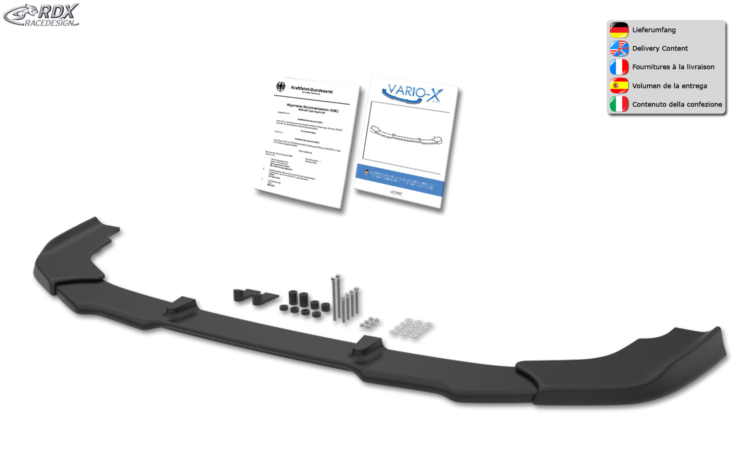 RDX Front Spoiler VARIO-X for BMW 1-series F40 Front Lip Splitter