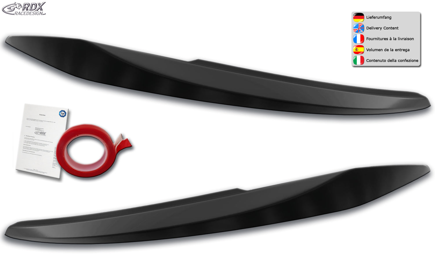 RDX Headlight Covers for VW Touran 5T (2015+) only for Halogen-Headlights) Light Brows