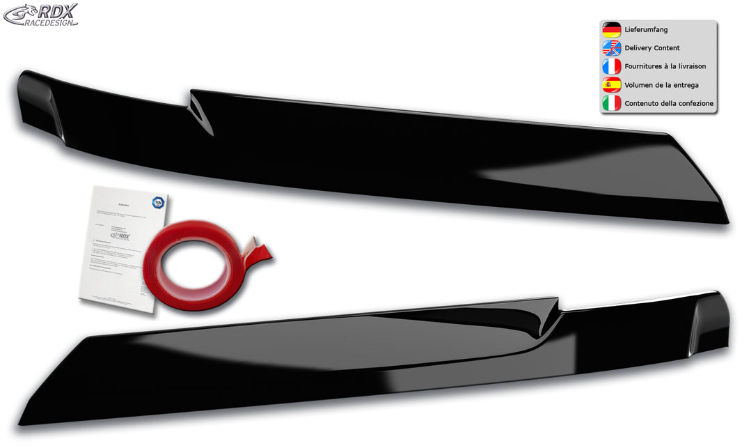 RDX Headlight Covers for VW Crafter & MAN TGE (2017+) black highgloss Light Brows