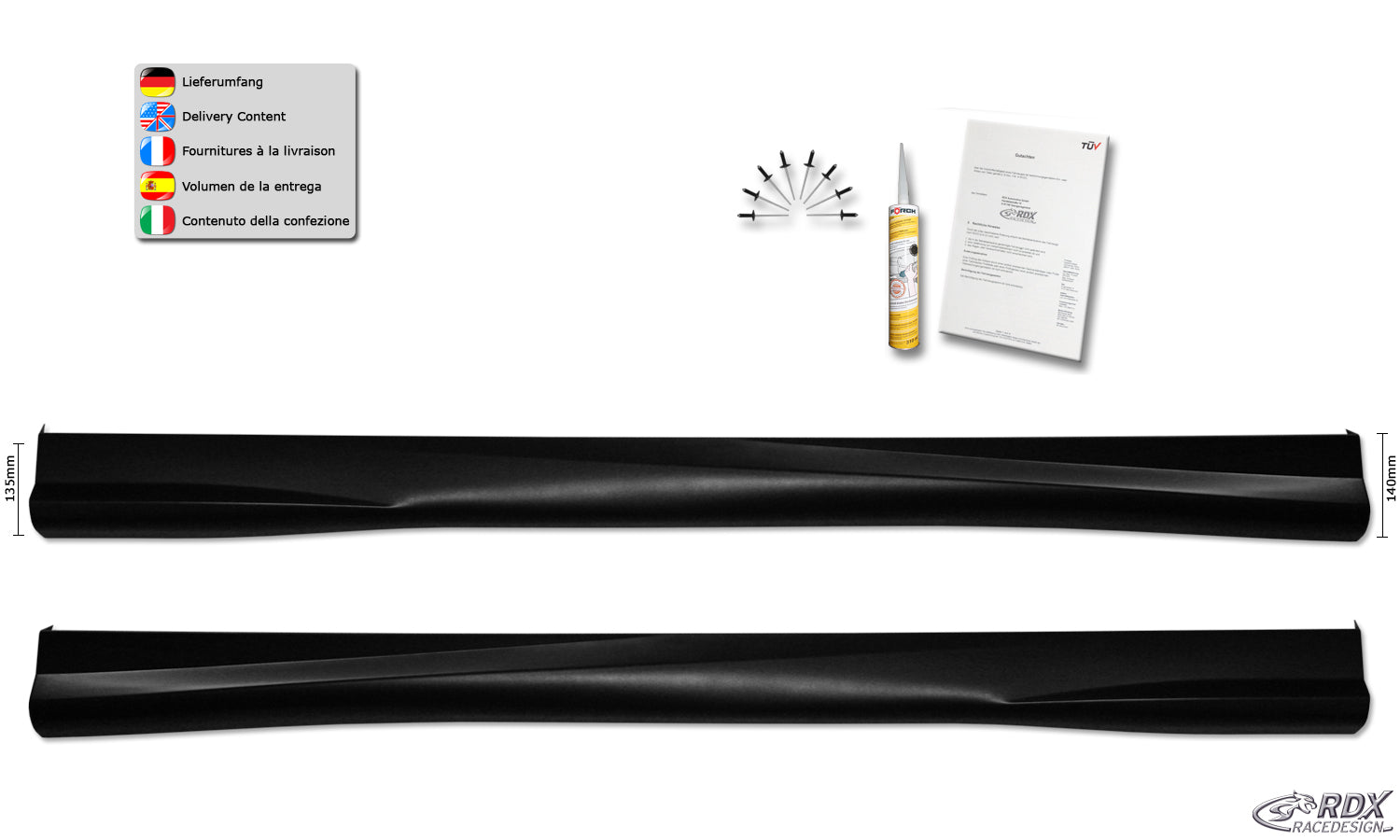 RDX Sideskirts for AUDI A3 8V, 8VA Sportback, 8VS Sedan "Turbo-R"